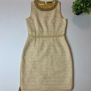 Elie Tahari Womens Crew Neck A Line Dress Yellow 6